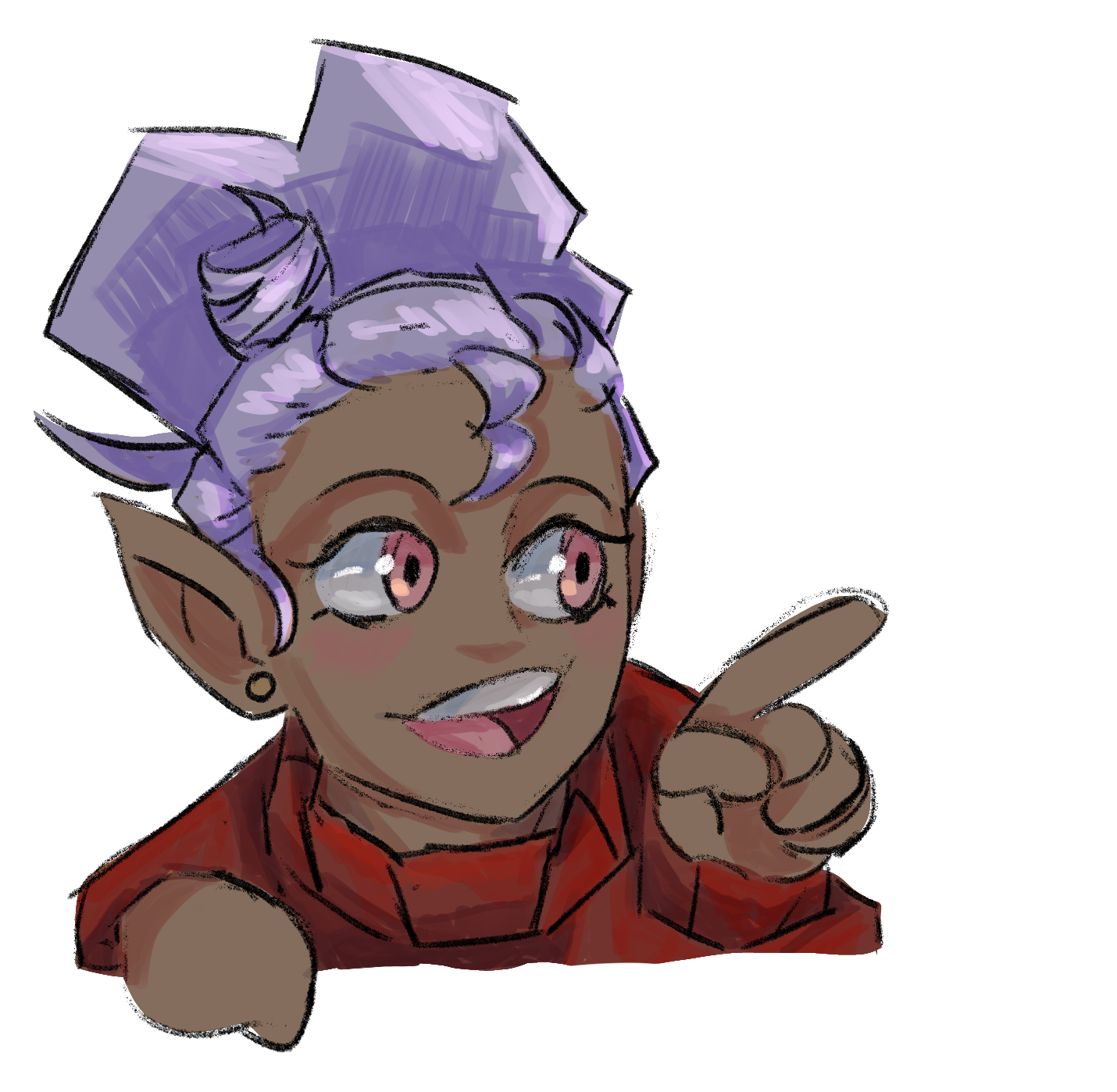 Liz, pointing to the right